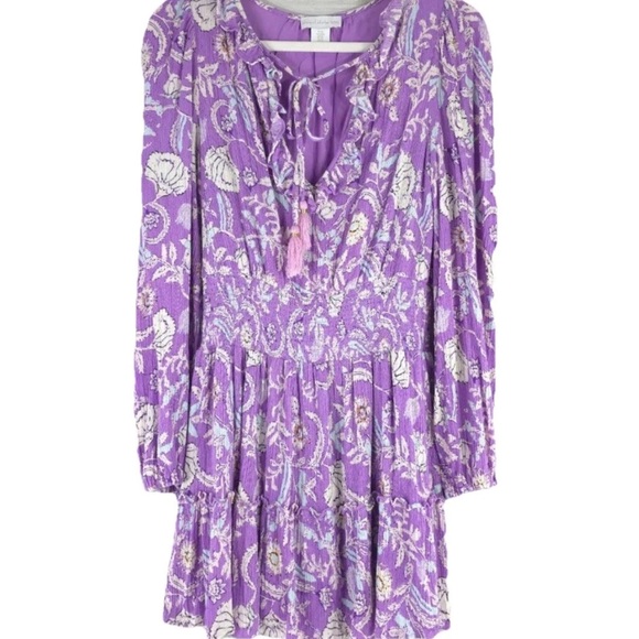 House of Harlow 1960 Dresses & Skirts - House Of Harlow 1960 Ajay Purple Floral Boho Peasant Festival Mini Dress Size M